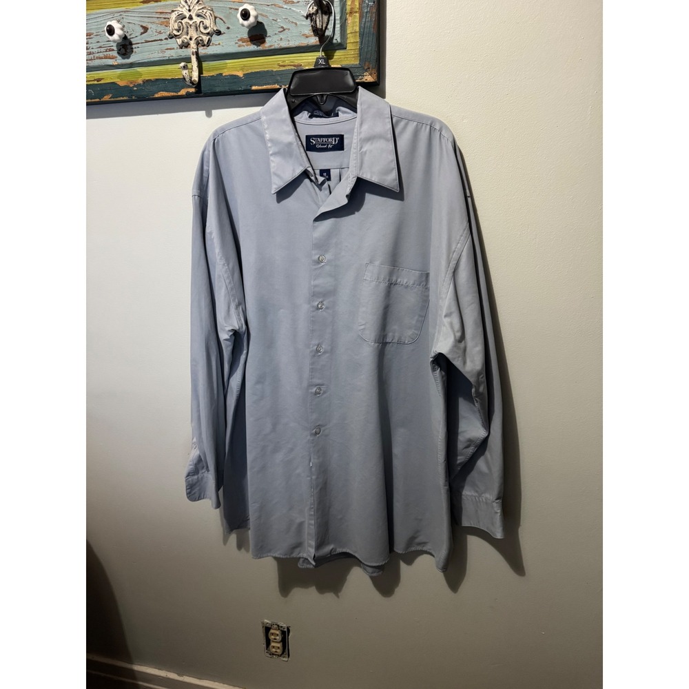 Stafford Grey Button-down Regular Fit Men's Dress Shirt Size 18. 34/35